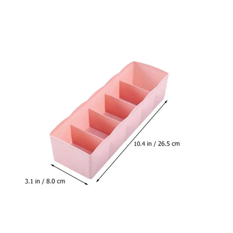 Six Piece Plastic Underwear Organizer Box For Drawer Dividers And Sock Keeper Keeps Your Lingerie Tight And Squared Away For A Really Slick Closet Setup, pink compartment holder, 10.4x3.1 in.