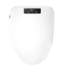 Super Plush Heated Toilet Seat With Auto Opening Bidet Lid Smart Ambient Night Light Short V Shape Design with control panel.