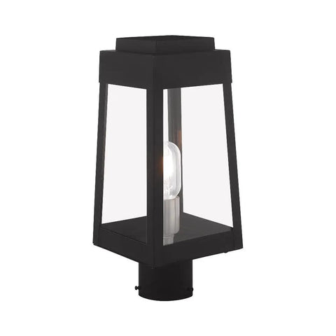 Oslo One Light Outdoor Post Top Lantern In Black Finish With Clear Glass, Built Tough From Solid Brass, Weather Resistant