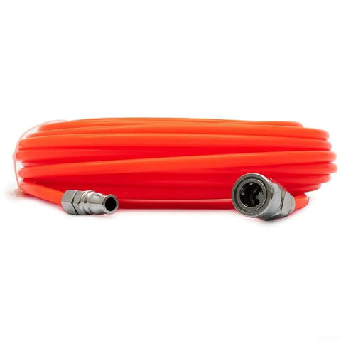 Heavy Duty Air Compressor Hose 5X8mm With Quick Coupler 10M Red PE Tube For Pneumatic Tools, coiled with metal fittings