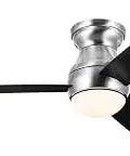 Bead 54 Inch LED Indoor Ceiling Fan in Brushed Stainless Steel with reversible black blades and integrated light