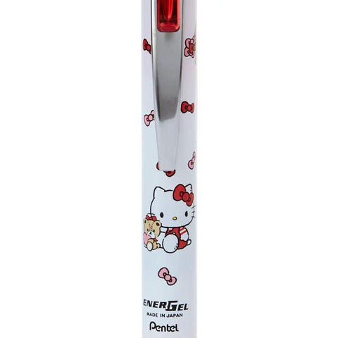 Hello Kitty EnerGel Gel Ballpoint Pen 0.5mm Black Retractable With Quick Dry Ink featuring Hello Kitty design on white barrel