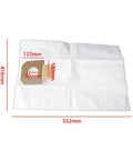 GAS 35L AFC Compatible Vacuum Filter Bags 2607432037 shown with dimensions, non-woven material, 10 pack for heavy-duty vacuums