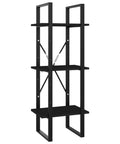 Three Tier Engineered Wood Book Cabinet In Black For Home Office Dope Industrial Style Bookshelf With Sturdy Build And Three Shelves For Books And Magazines 15.7 X 11.8 X 41.3 Inch, side view showcasing metal frame and support bars