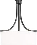 Kemal 3-Light Traditional Pendant Light Fixture In Midnight Black with white shade, front view