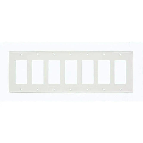 7 Gang Decora GFCI Wall Plate Thermoset White Standard Size Built For A Dope Look And Easy Install Durable Finish With Rounded Edges