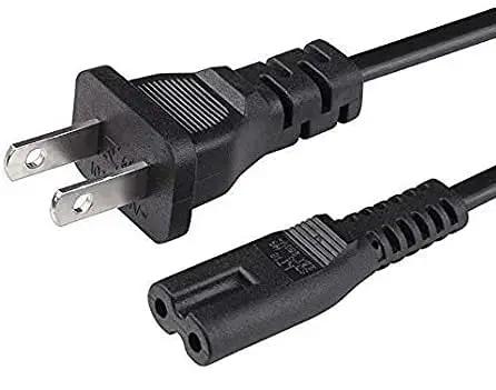 2 Prong Printer Power Cord For Canon PIXMA MP160 And Other Models, 6 Foot Black Figure Eight Dog Bone Style Power Cable