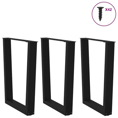Adjustable Dining Table Legs 3 Piece Beefy Black Steel 70 cm Height Stable Replacement For Home And Office Customizable Support