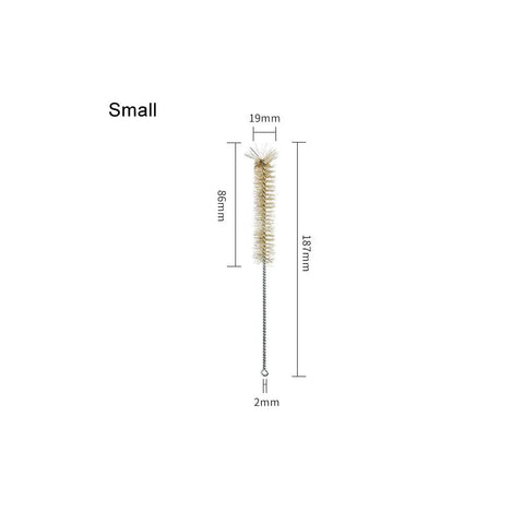 Image of 19mm diameter small brush from 5 Piece Test Tube Cleaning Brush Set Size S M L For Lab Glassware, 187mm long.