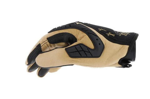 Heavy Duty Leather Work Gloves With Hi Viz TPR Knuckle Guards And Finger Protection, D3O Palm Padding Absorbs Shock, Abrasion-Resistant