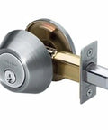 Keyed Exterior Deadbolt in Satin Nickel, ANSI Grade 3 Security, Single Cylinder With Inside Thumb Turn, Four Way Adjustable Backset