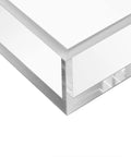 Close-up of Crystal Clear Acrylic Napkin Holder Tray With 8mm Thick Build, showing corner detail and transparent design.