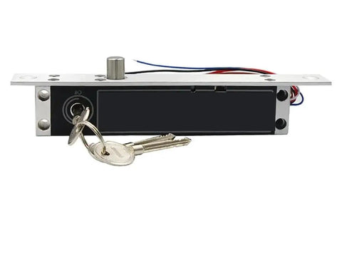 Heavy Duty 12Vdc Electric Magnetic Lock with keys, alloy body, compact design for easy electronic door setup.