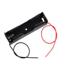 Badass 5 Pack 18650 Battery Case Holders With Pre Stripped Wired Leads For 3.7V Rechargeable Cells No Fuss Black Plastic Storage Boxes With Tinned Ends Heavy Duty Shell, single case with wires.