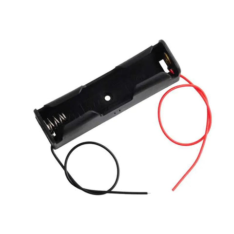 Badass 5 Pack 18650 Battery Case Holders With Pre Stripped Wired Leads For 3.7V Rechargeable Cells No Fuss Black Plastic Storage Boxes With Tinned Ends Heavy Duty Shell, single case with wires.