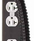 Sixty Inch Industrial Power Strip With Twenty NEMA Outlets And Six Separate Circuits Hardwired Conduit Pigtail Leads Matte Black with three outlets and conduit.