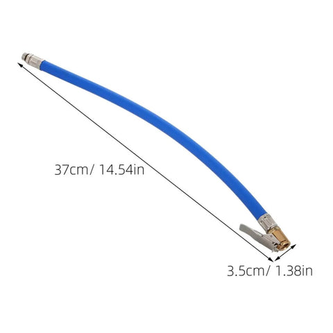 Slick Portable Tire Inflator Hose Extension Kit With Copper Locking Air Chuck 2 Pack Blue For Auto And Motorcycles Easy On The Go Quick Fill Durable Plastic Universal Fit For RV And Campers Home And Garage Car Repair Essentials, 37cm hose