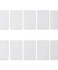 10 Pack Writable 125kHz T5577 RFID Cards Blank White Proximity Badges For Easy Access Control No Hassle Compatibility With 1386 1326 H10301 Format Readers And Writers Great For RFID Access Employee IDs School IDs Gate Entry shown in two rows of five cards each on a white background.