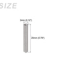 3mm x 20mm Dowel Pin Kit in 304 Stainless Steel, Set of 50 Shelf Support Pegs and Pin Fasteners for Furniture Assembly
