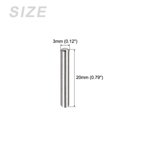 Dowel Pin Set 3x20mm Stainless Steel 304, 25 Pcs, dimensions shown, used as Shelf Support Pegs Fasteners for Furniture Installation