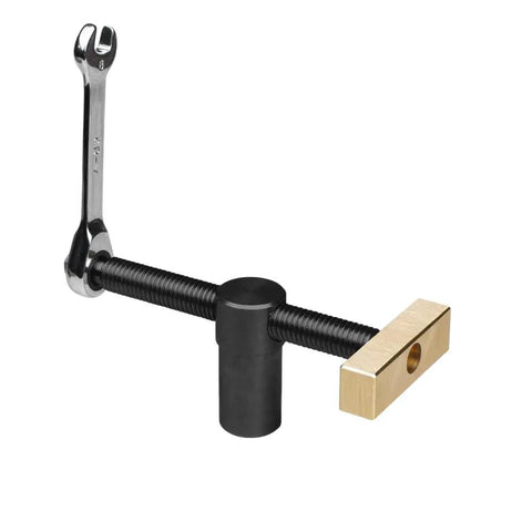 Heavy Duty Woodworking Workbench With Integrated Screw And Accessory Fixing System For DIY Pros, close-up of metal screw component