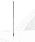 2-Foot Fiberglass CB Radio Antenna With VibraSorb Anti-Breakage Design mounted on vehicle, black mast nickel-plated