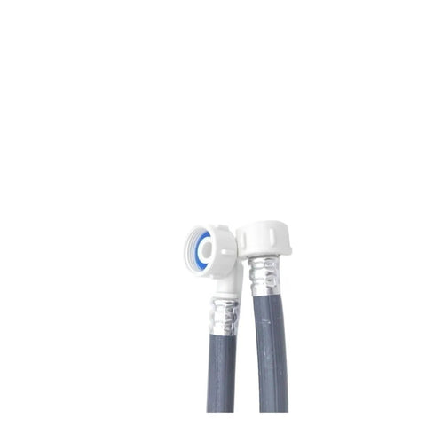 Close-up of Explosion Proof Water Inlet Hose For Garden And Washing Machines Heavy Duty Three Quarters Inch Connector.