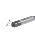 M3 X 0.5 Spiral Point Threading Tap H2 Tolerance High Speed Steel TICN Coated Round Shank, close-up of tap tip, 3mm measurement