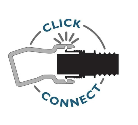 Power Tool Dust Collection Hose Kit With Click Connect illustration showing connection detail