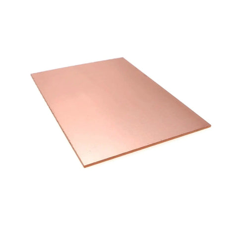 Five Pack FR4 Copper Clad Laminate PCB Kit, Single Sided 7x10cm Boards, 1.4mm Thick, shown with excellent flatness and copper surface.