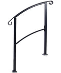 Sturdy As Nails Wrought Iron Handrails For Outdoor Steps With Curved Non Slip Grip Solid Black Porch Railing Kit.