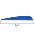 Blue Dope 3 Inch Arrow Fletching Vanes TPU for DIY Arrows, side view, 3 inch length, ideal for various arrow types, pack of 50.