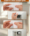 Peel-and-stick installation of Transparent Wall Protectors Behind Trash Cans, 6 Pack Silicone Bumpers for lids and bodies.