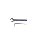 Badass Aluminum Alloy Belt Grinder Knife Jig With Hella Smooth Angle Adjustment and Heavy Duty Dual Press Plates for Killer Edge Sharpening on Any Belt Sander Machine tools including an adjustable wrench and hex key for assembly.