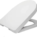 No Slam Slow Close Toilet Seat With Soft Close Lid White D Shape Elongated Design Quick Release Hinges Easy Clean Adjustable Mounting