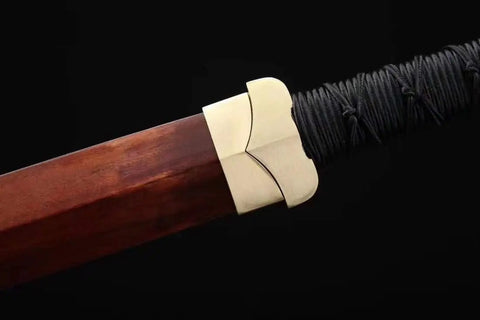 Fully Handmade Damascus Steel Folding Blade Sword With Rosewood Scabbard And Brass Fittings Heat Tempered Full Tang Chinese Longquan Style