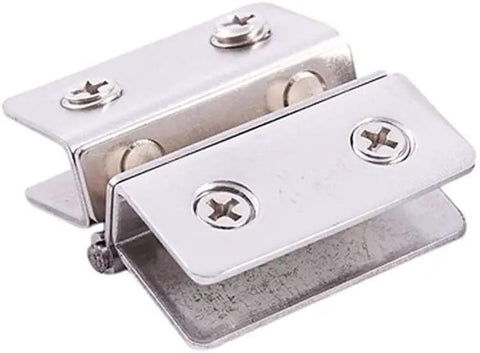 Top Shelf Adjustable Double Clamp Hinges For Frameless Shower Glass Doors Heavy Duty Stainless Steel Silver Finish hardware kit.