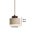Modern Mini Pendant Light, Travertine Stone Light Fixture with Wooden Accent, 1-Light Cylinder Ceiling Lamp 4.7in for Kitchen Island.