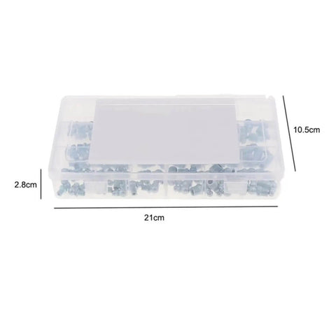 Premium Grease Fitting Kit with 260 Durable Galvanized Iron Nipples Plus M6 M8 M10 Straight 45 And 90 Degree Elbows For Heavy Machinery, Bearings, And Auto Repairs That Just Work Perfect, 21cm case