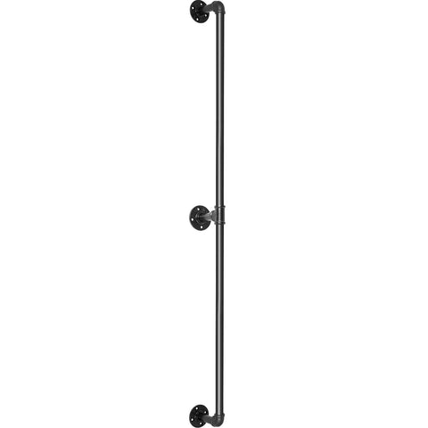 Rock Solid Six Foot Carbon Steel Staircase Handrail with Heavy Duty Wall Mounts, industrial pipe design, supports four forty pounds.