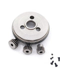 Beefy 86T Metal Spur Gear Set with 17T 19T 21T Pinions for 1/10 Scale 2WD RC Cars, shown with mounting screws