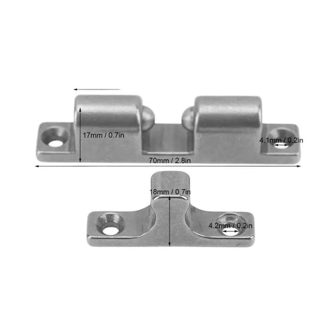 Stainless Steel Ball Tension Catch For Ship Yacht RV Doors And Cabinets 70mm Length Marine Grade Hardware with dimensions.