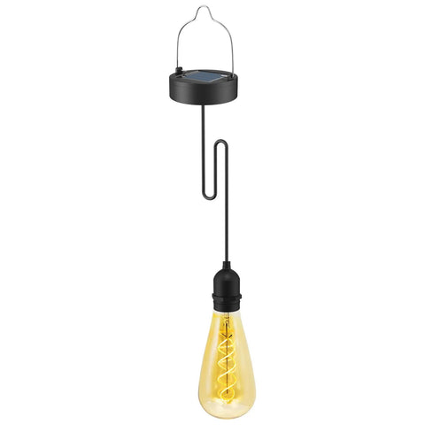 Amber glass hanging solar light with Edison bulb from Two Pack Hanging Solar Lights With Glass Edison Bulbs Solar Powered Lanterns Outdoor Waterproof LED Garden Decor For Patio Yard And Tree Cozy Candlelight Ambience For Parties And Relaxed Evenings