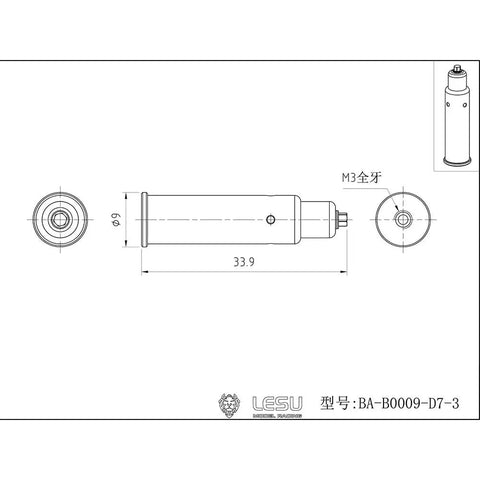 Dope Heavy Duty Metal Fire Extinguisher For 1/14 Scale RC Hydraulic Excavator And Bulldozer Rig, detailed dimensions design.