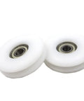 Two Pack 50mm White High Carbon Steel U Groove Nylon Ball Bearing Guide Pulleys For 6 8 10mm Rope 608zz Bearing High Strength Smooth Sliding Wear Resistant Furniture Door Hardware, two white pulleys