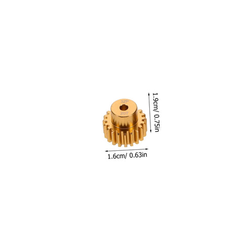 5 Piece Top Shelf Iron Reduction Gear Kit For Climbing Car Motors Featuring Hardcore Heavy Duty Cogs And Slick Precision Drive Stable Replacement Parts For Tough Rc Trucks, golden steel gear, 20T, 32P, 1.9cm tall.