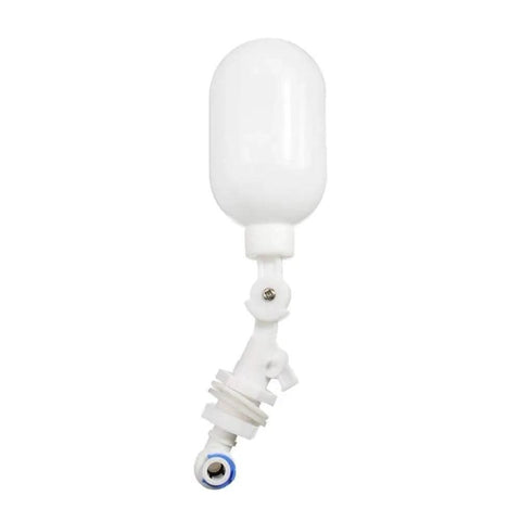 OD Tube Adjustable Float Ball Valve Shut Off For Aquarium And RO Water Filtration System, Automatic Water Level Control For Fish Tanks, Quarter Inch Pipeline Compatible, white plastic float valve with 1/4 in inlet