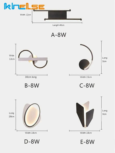 Modern Minimalism LED Wall Lamps 8W Indoor Living Room Bedside Sconces Corridor Office Bedroom Home Decor Wall Lighting Fixtures with dimensions.