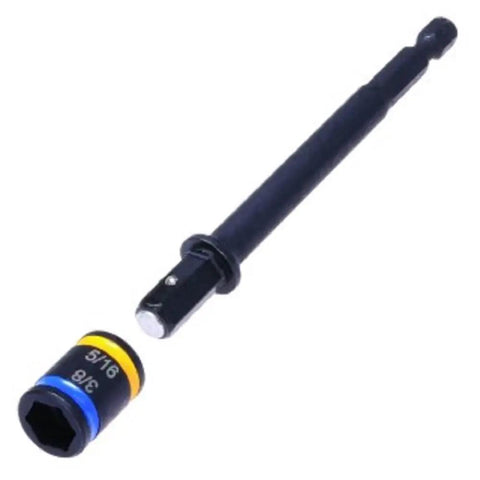 Dual Sided Hex Driver For Five Sixteenth Inch And Three Eighth Inch Sockets Four Inch Length Magnetic Reversible Bit Driver Easy To Clean Cleanable Works With Zip In And Bit Tip Screws MSHMLC1, showing detached hex sockets.