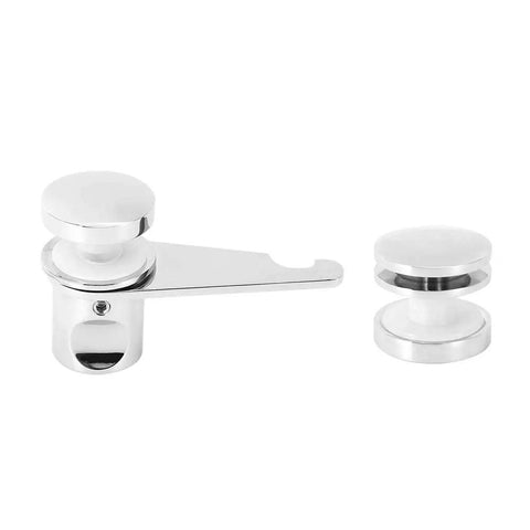 Heavy Duty Frameless Shower Door Latch With No Sweat Bolt Setup, chrome latch and handle for bathroom sliding gates.